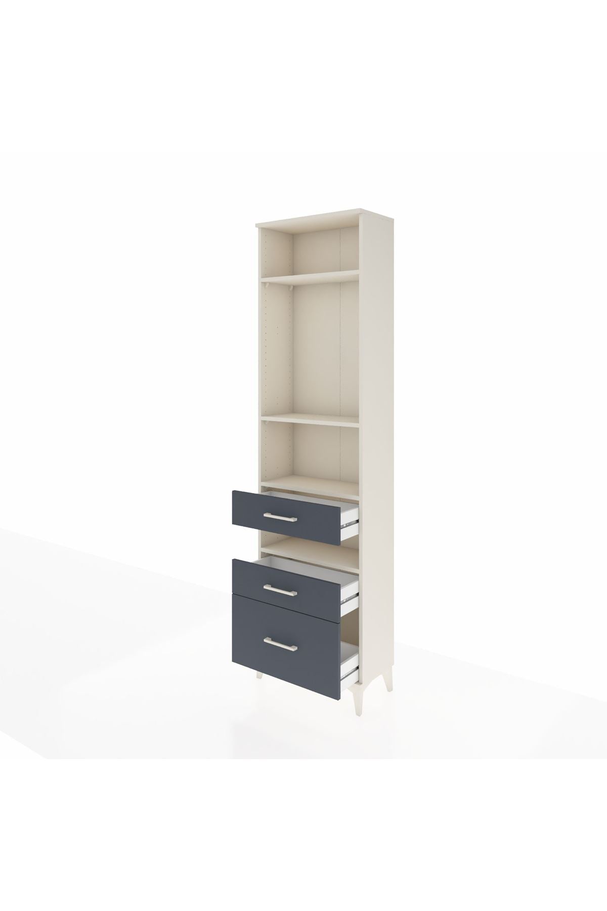 Arges Dolap 4 Raflı 3 Çekmeceli 60x30x221 Aytaşı-Antrasit