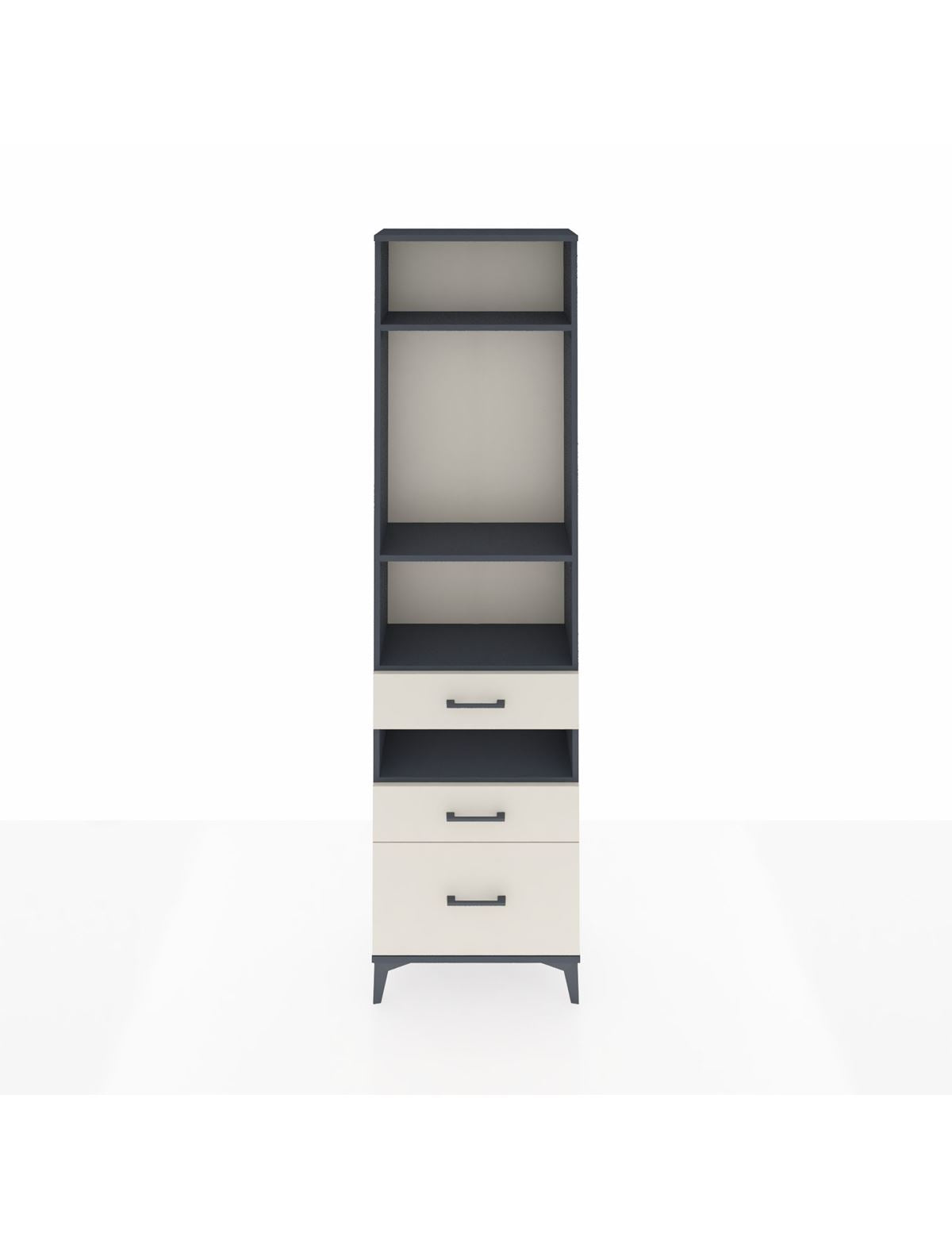 Arges Dolap 4 Raflı 3 Çekmeceli 60x30x221 Antrasit-Aytaşı