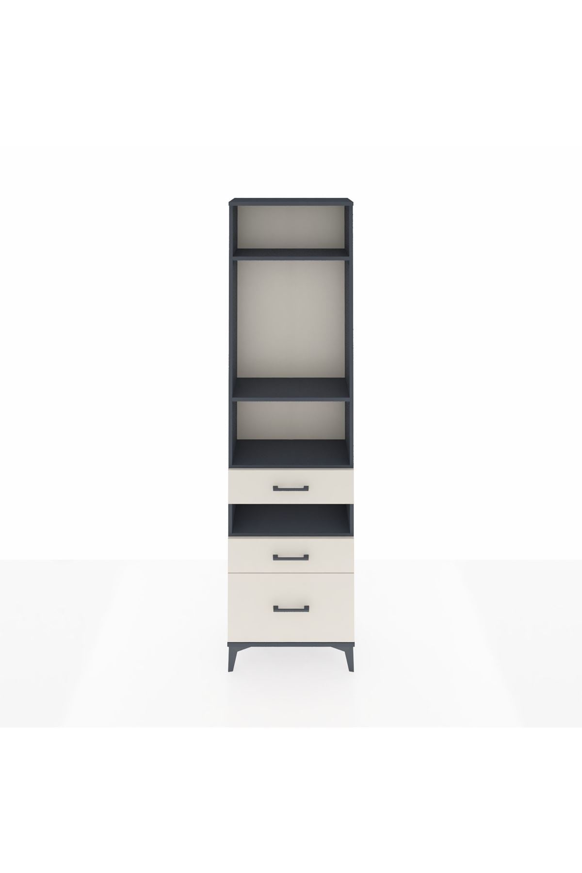 Arges Dolap 4 Raflı 3 Çekmeceli 60x30x221 Antrasit-Aytaşı