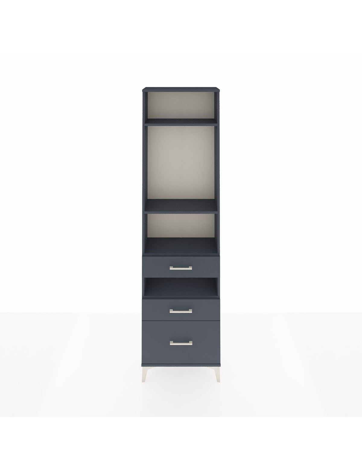 Arges Dolap 4 Raflı 3 Çekmeceli 60x30x221 Antrasit-Antrasit