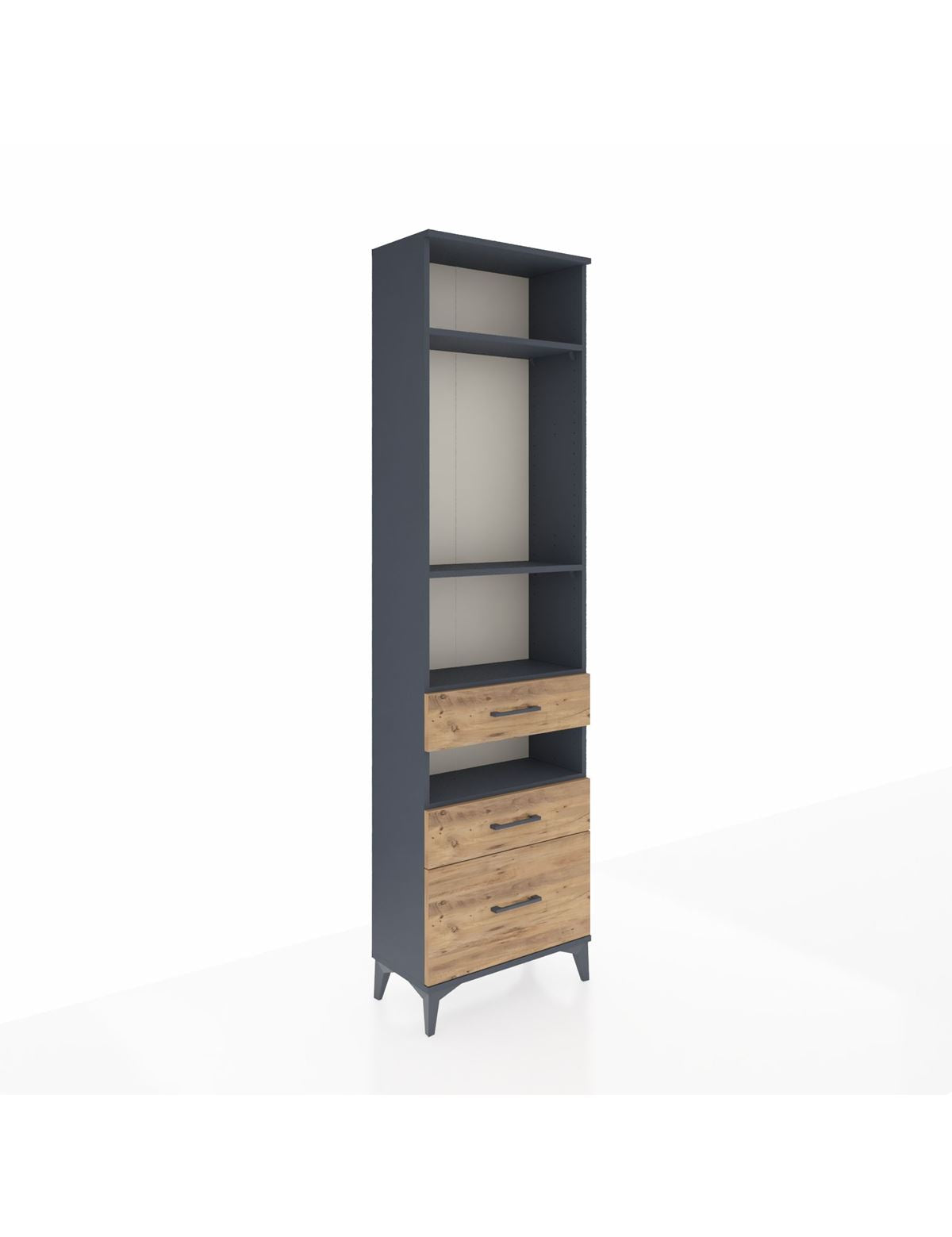 Arges Dolap 4 Raflı 3 Çekmeceli 60x30x221 Antrasit-Çam