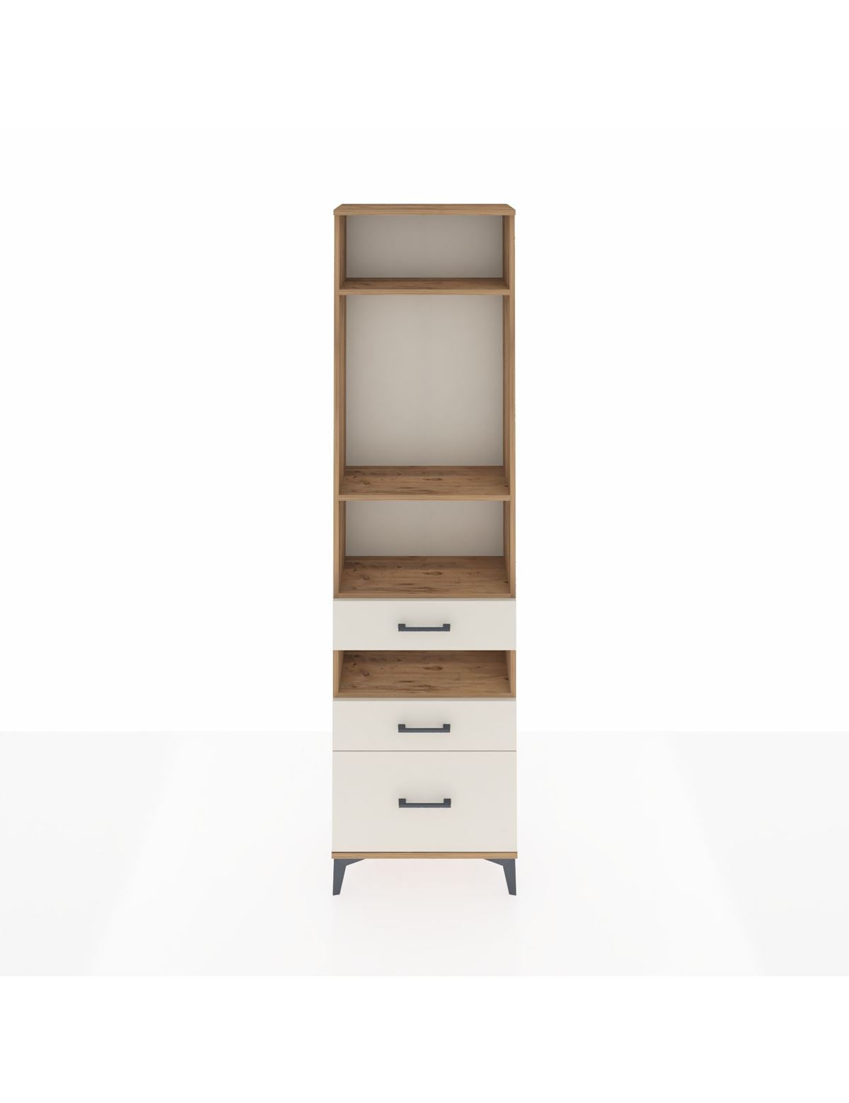 Arges Dolap 4 Raflı 3 Çekmeceli 60x30x221 Çam-Aytaşı