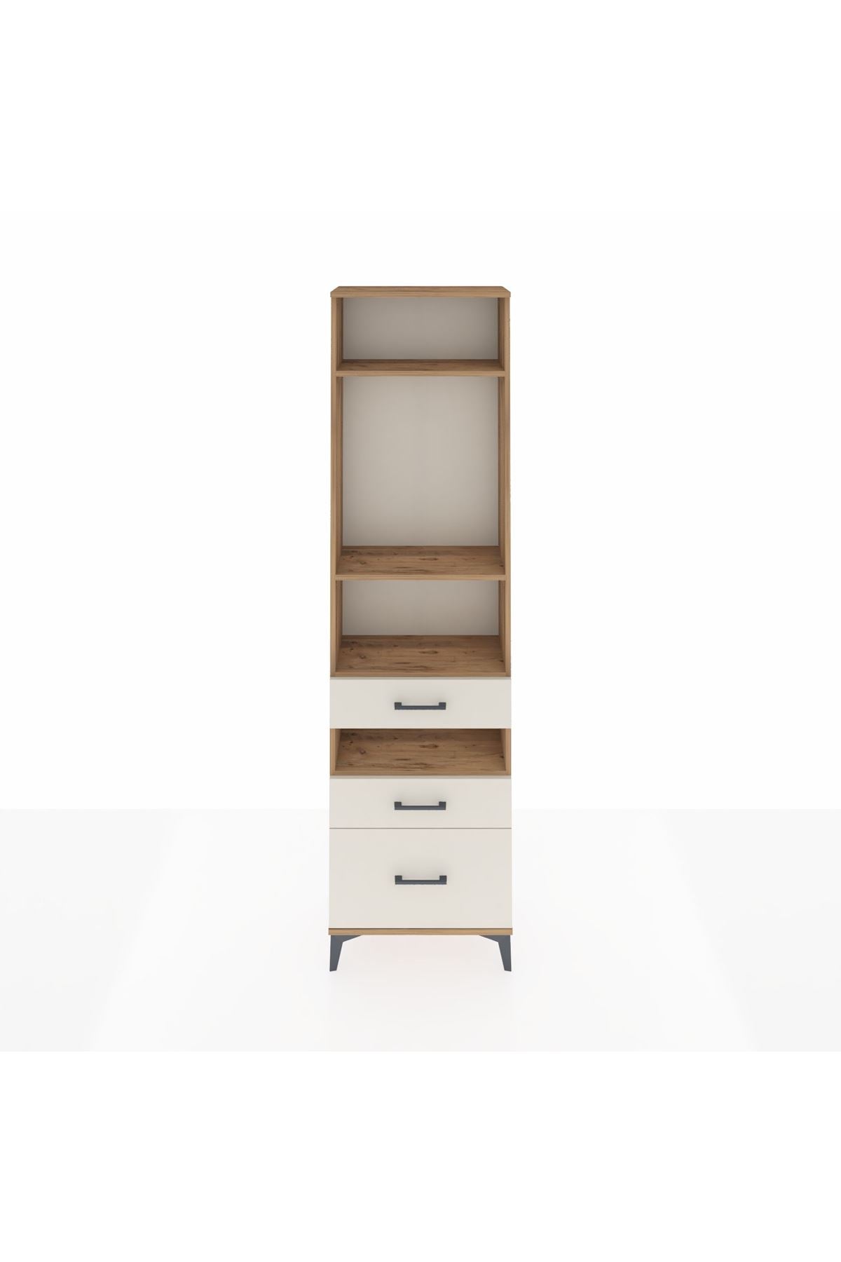 Arges Dolap 4 Raflı 3 Çekmeceli 60x30x221 Çam-Aytaşı