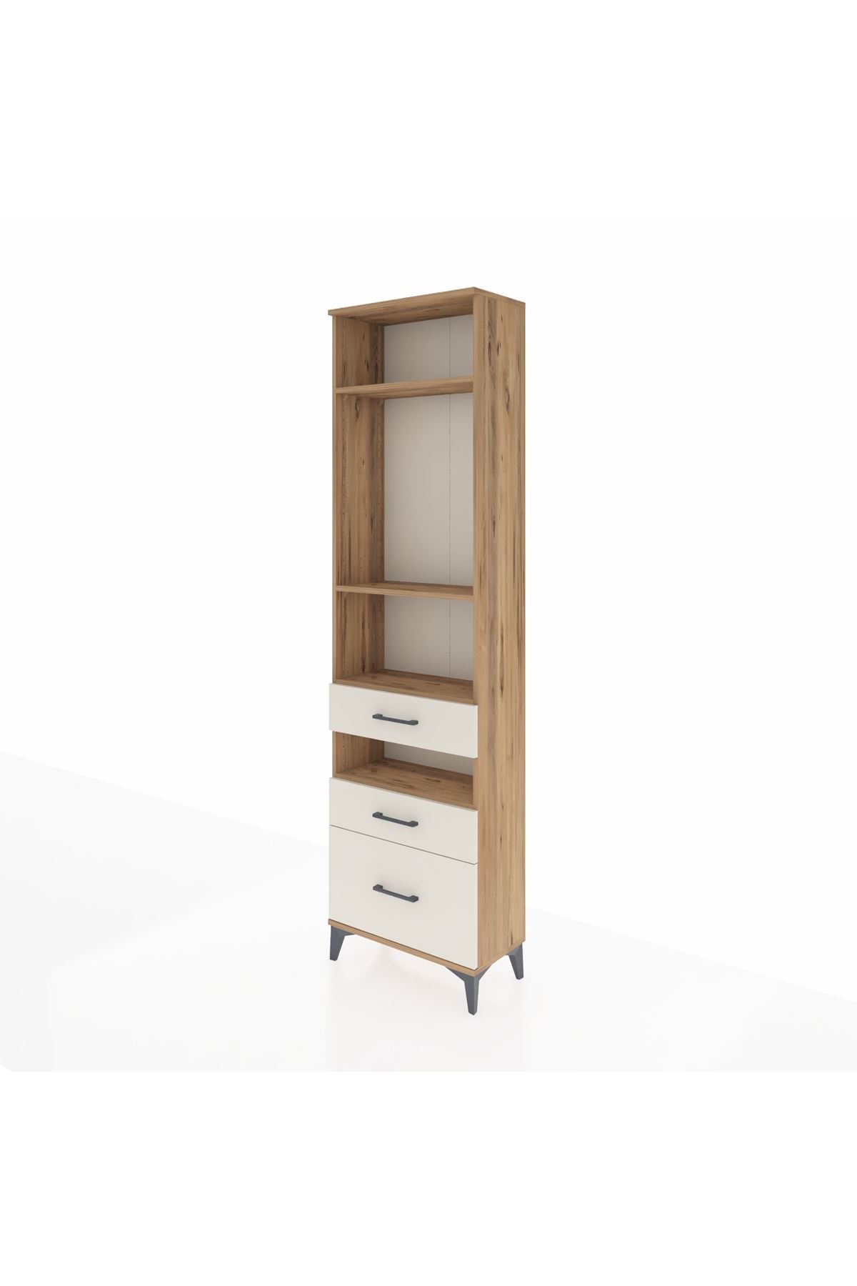 Arges Dolap 4 Raflı 3 Çekmeceli 60x30x221 Çam-Aytaşı