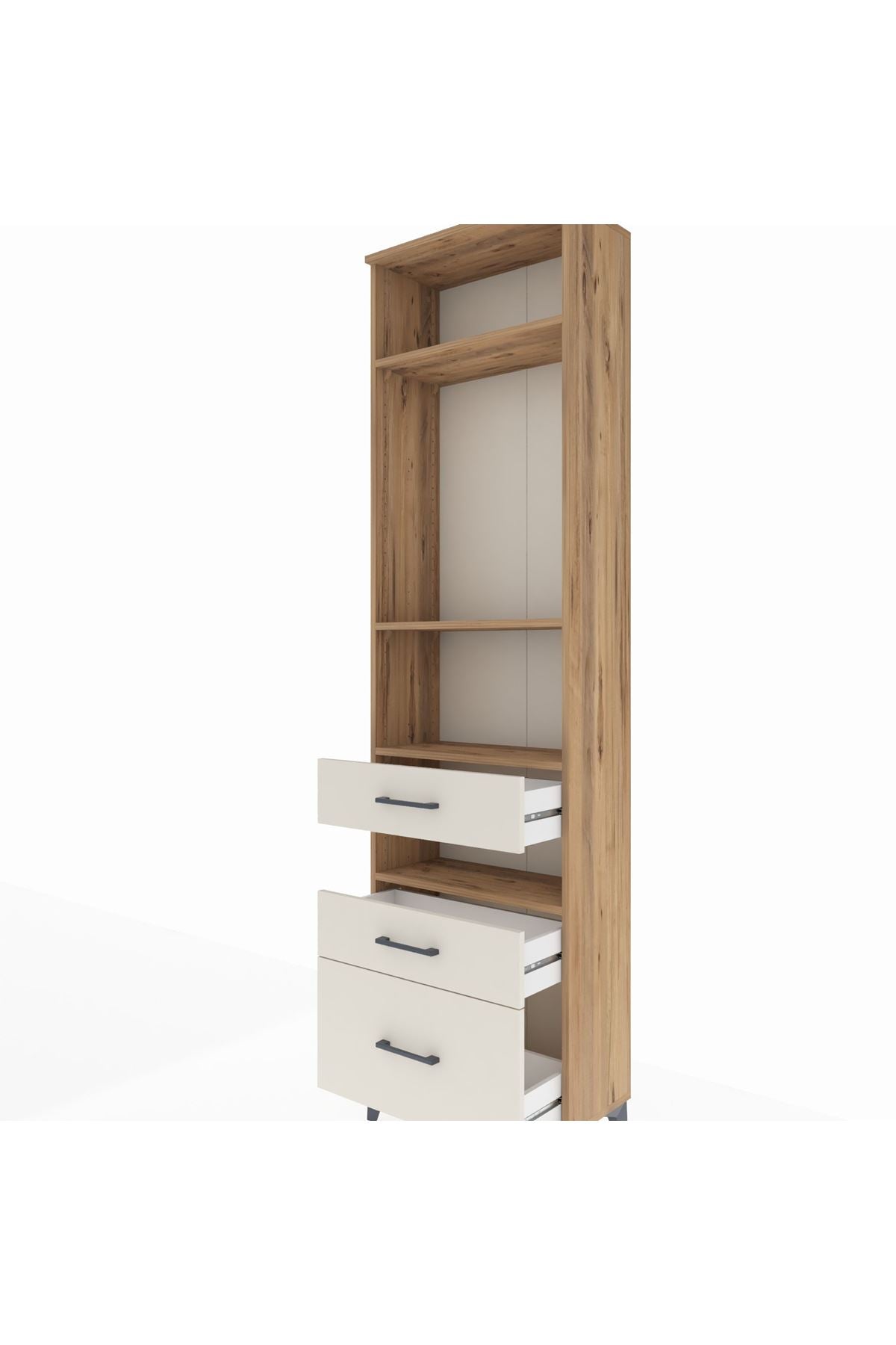 Arges Dolap 4 Raflı 3 Çekmeceli 60x30x221 Çam-Aytaşı