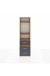 Arges Dolap 4 Raflı 3 Çekmeceli 60x30x221 Çam-Antrasit