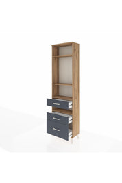 Arges Dolap 4 Raflı 3 Çekmeceli 60x30x221 Çam-Antrasit