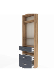 Arges Dolap 4 Raflı 3 Çekmeceli 60x30x221 Çam-Antrasit
