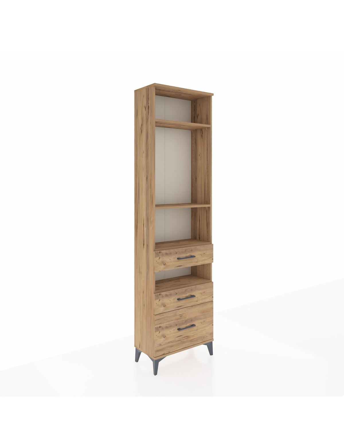 Arges Dolap 4 Raflı 3 Çekmeceli 60x30x221 Çam-Çam