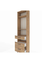 Arges Dolap 4 Raflı 3 Çekmeceli 60x30x221 Çam-Çam