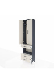 Arges Dolap 3 Raflı 3 Çekmeceli Tek Askılı 60x30x221 Antrasit-Aytaşı