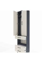 Arges Dolap 3 Raflı 3 Çekmeceli Tek Askılı 60x30x221 Antrasit-Aytaşı