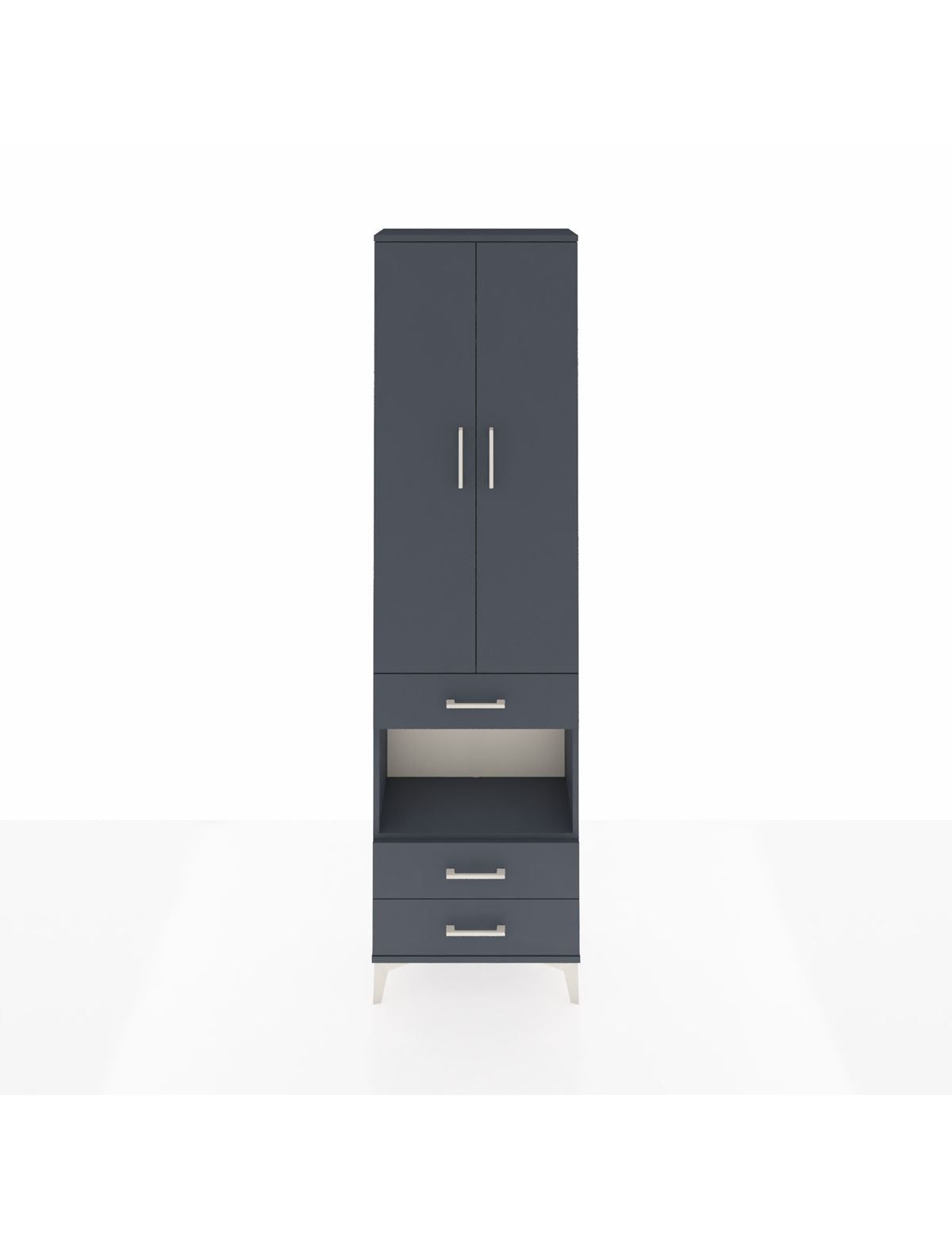 Arges Dolap 3 Raflı 3 Çekmeceli Tek Askılı 60x30x221 Antrasit-Antrasit