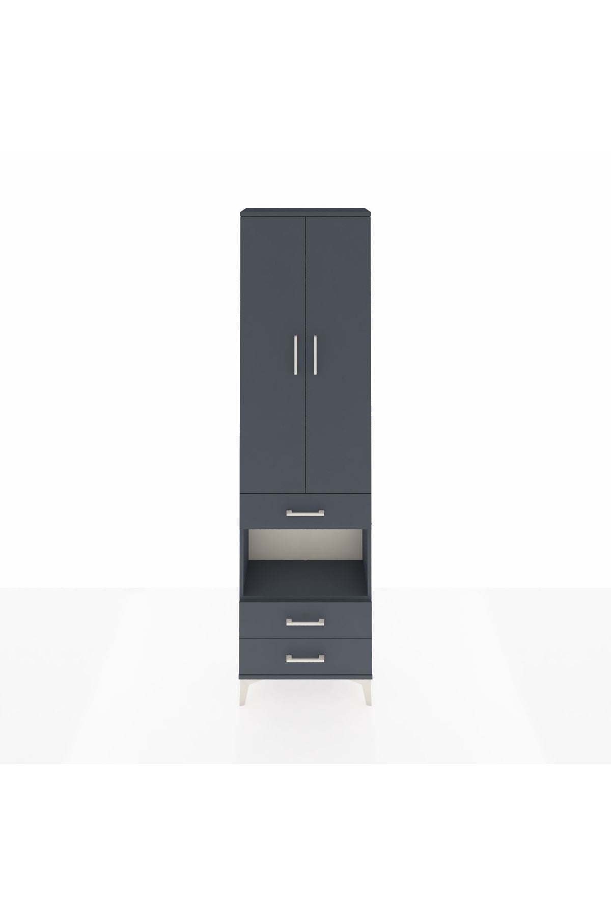 Arges Dolap 3 Raflı 3 Çekmeceli Tek Askılı 60x30x221 Antrasit-Antrasit