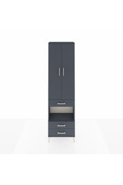Arges Dolap 3 Raflı 3 Çekmeceli Tek Askılı 60x30x221 Antrasit-Antrasit