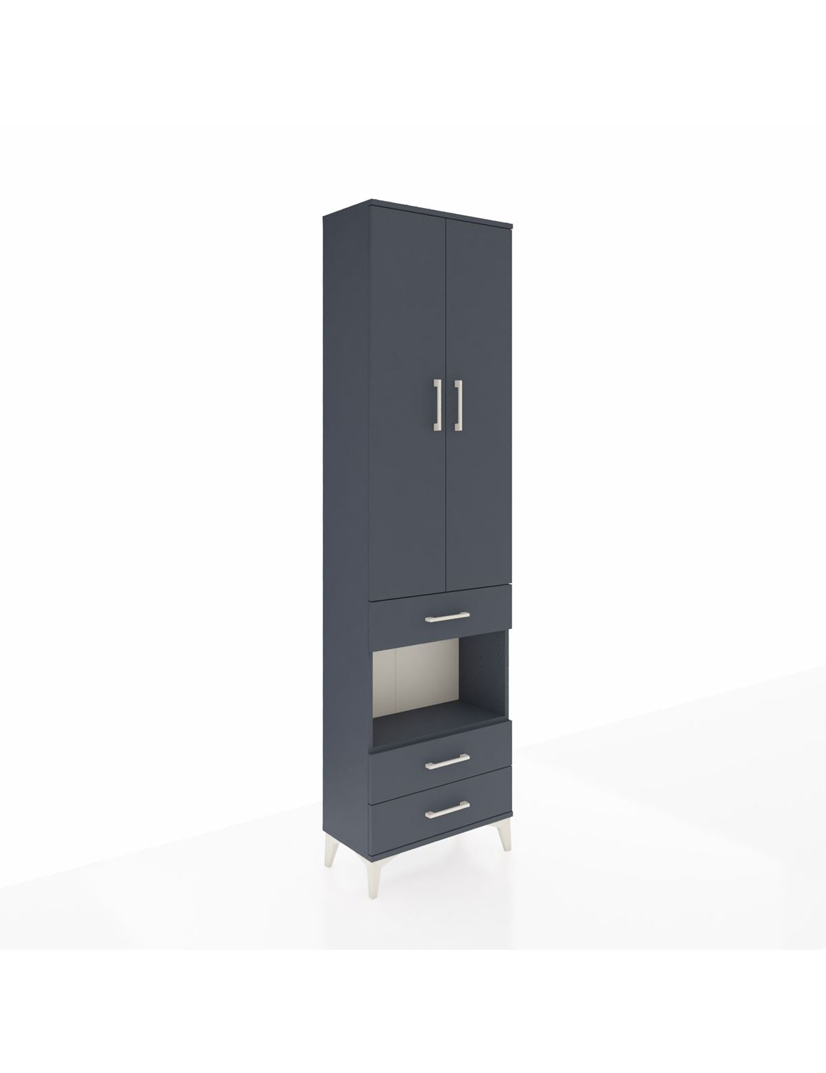 Arges Dolap 3 Raflı 3 Çekmeceli Tek Askılı 60x30x221 Antrasit-Antrasit