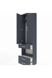 Arges Dolap 3 Raflı 3 Çekmeceli Tek Askılı 60x30x221 Antrasit-Antrasit