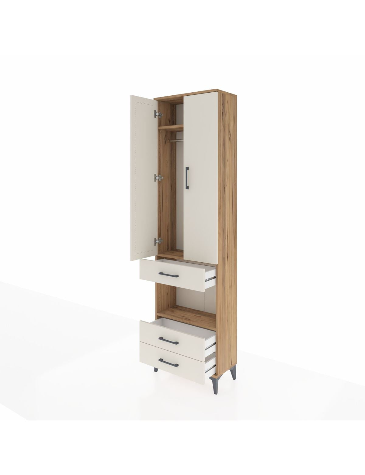 Arges Dolap 3 Raflı 3 Çekmeceli Tek Askılı 60x30x221 - S29M097V7A