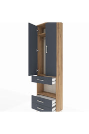 Arges Dolap 3 Raflı 3 Çekmeceli Tek Askılı 60x30x221 Çam-Antrasit