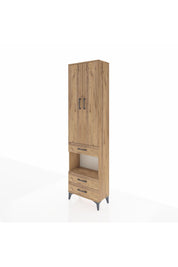 Arges Dolap 3 Raflı 3 Çekmeceli Tek Askılı 60x30x221 Çam-Çam