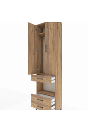 Arges Dolap 3 Raflı 3 Çekmeceli Tek Askılı 60x30x221 Çam-Çam