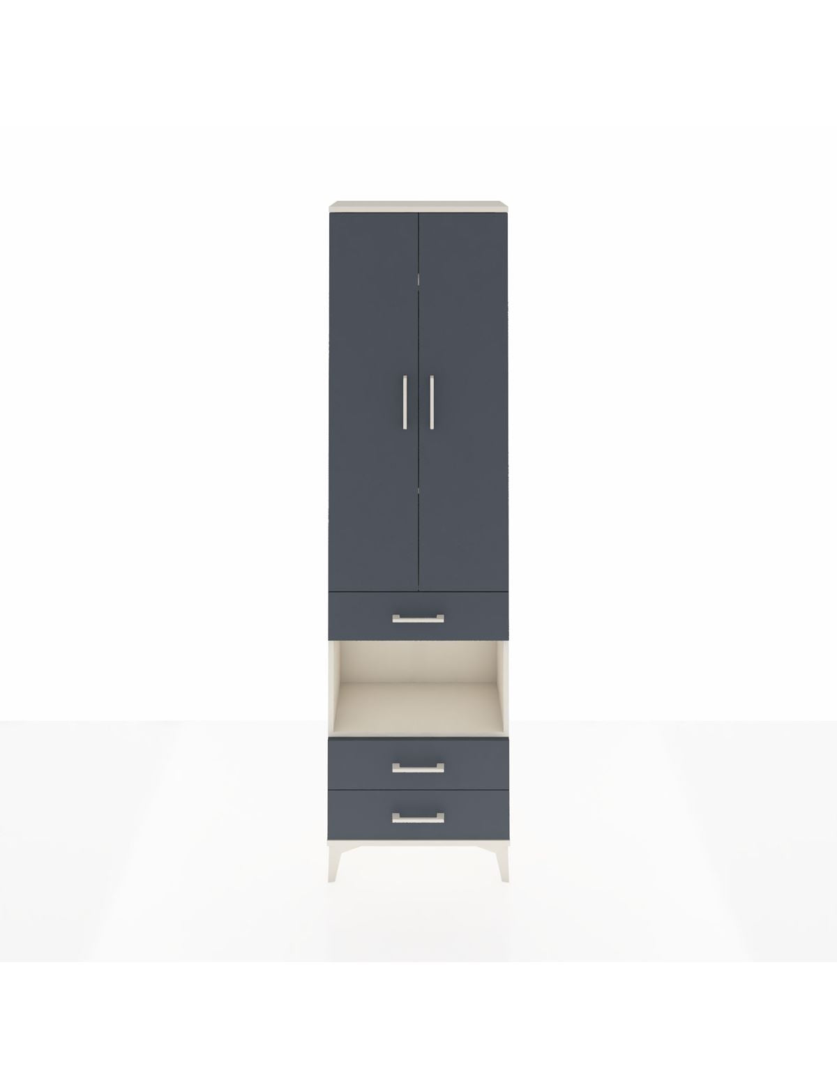 Arges Dolap 4 Raflı 3 Çekmeceli 2 Kapaklı 60x30x221 Aytaşı-Antrasit