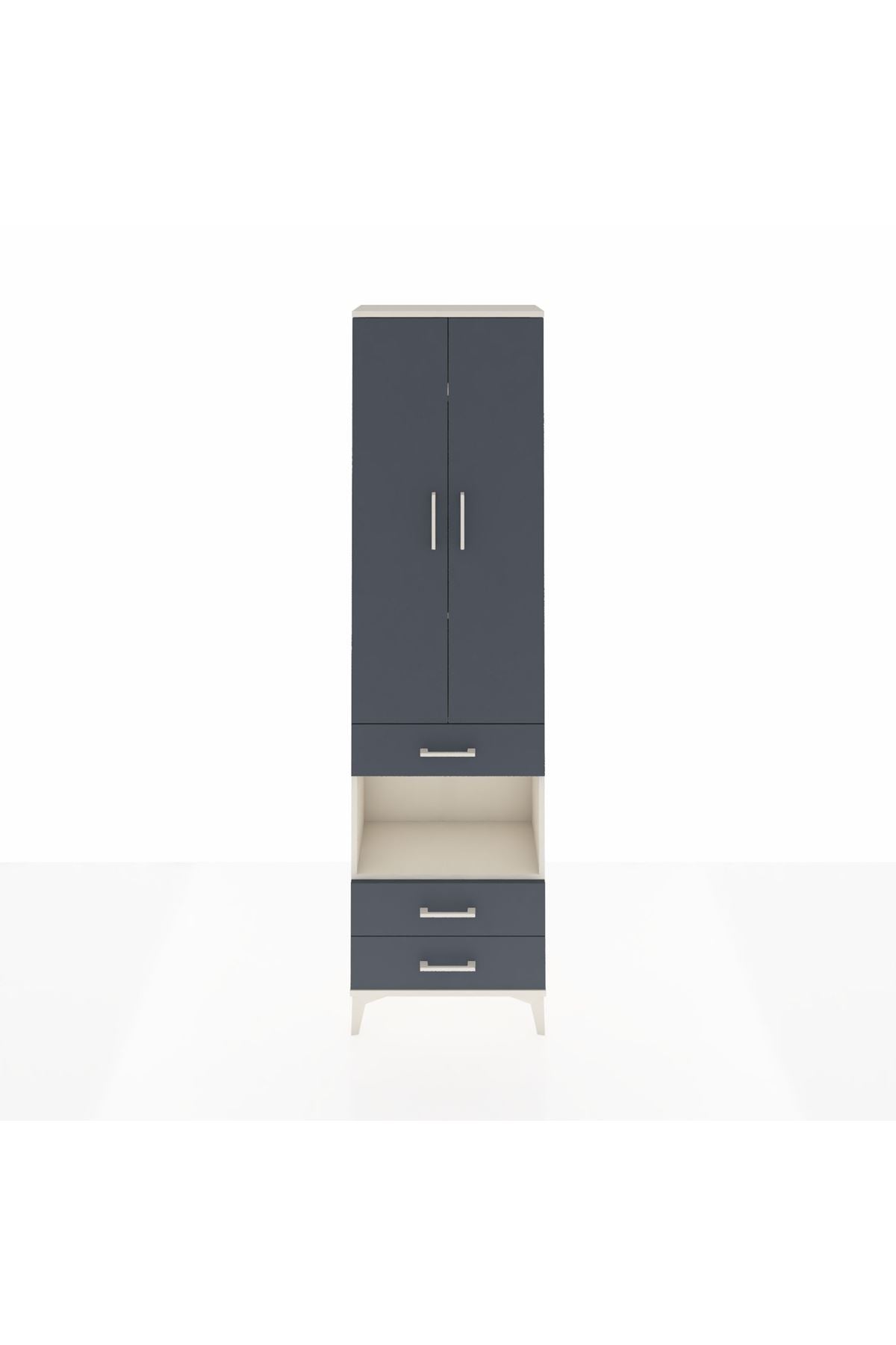 Arges Dolap 4 Raflı 3 Çekmeceli 2 Kapaklı 60x30x221 Aytaşı-Antrasit