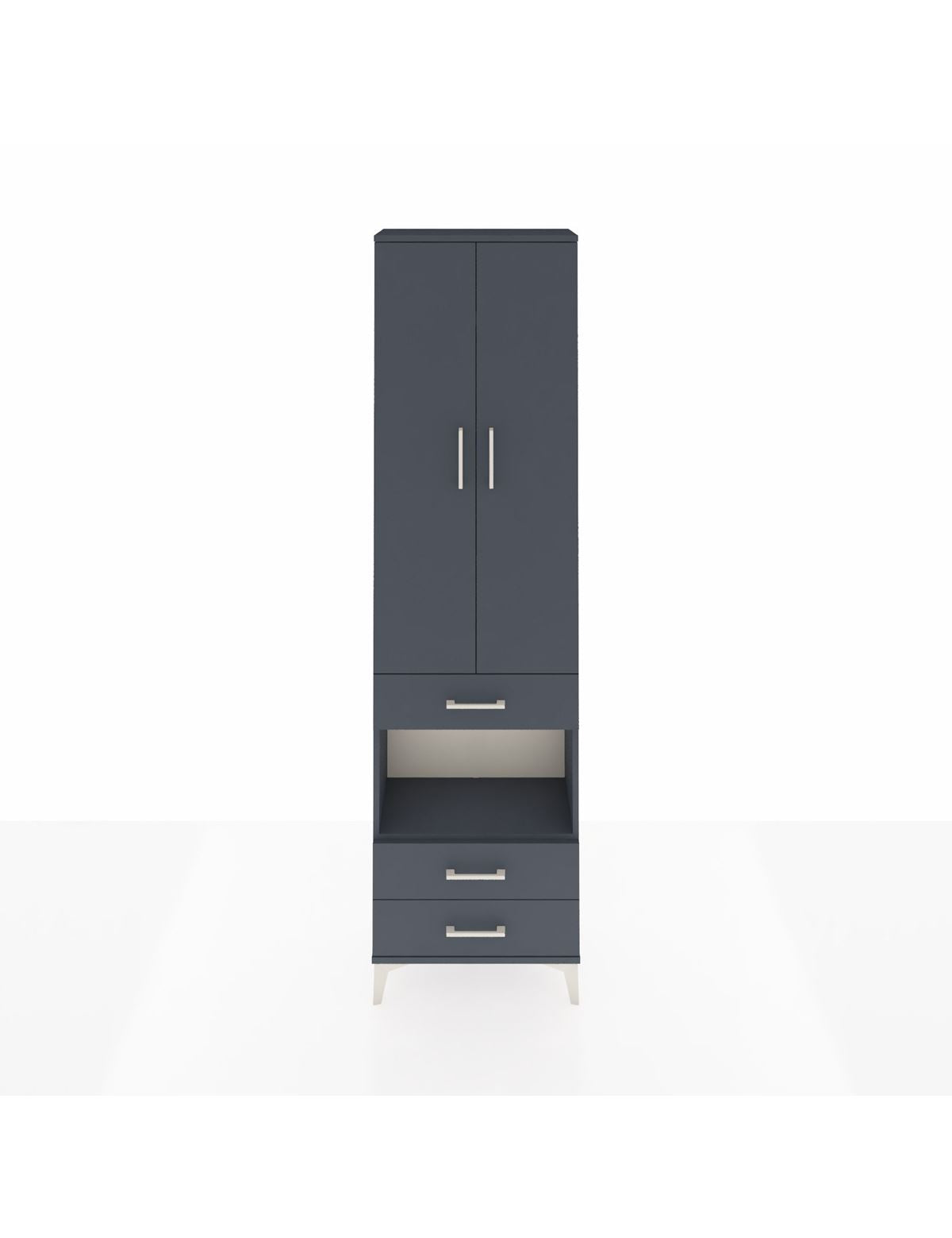 Arges Dolap 4 Raflı 3 Çekmeceli 2 Kapaklı 60x30x221 Antrasit-Antrasit