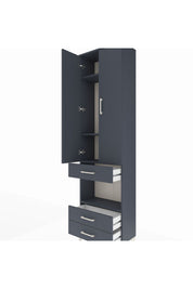 Arges Dolap 4 Raflı 3 Çekmeceli 2 Kapaklı 60x30x221 Antrasit-Antrasit