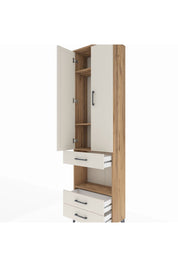 Arges Dolap 4 Raflı 3 Çekmeceli 2 Kapaklı 60x30x221 Çam-Aytaşı