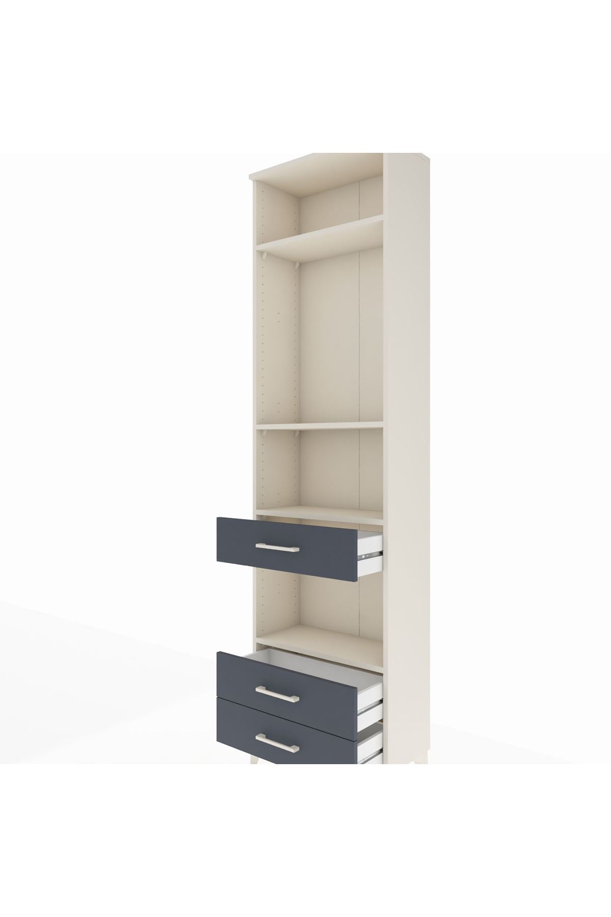 Arges Dolap 4 Raflı 3 Çekmeceli 60x30x221 Aytaşı-Antrasit