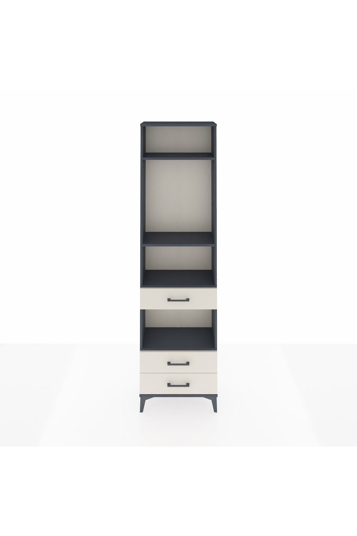 Arges Dolap 4 Raflı 3 Çekmeceli 60x30x221 Antrasit-Aytaşı