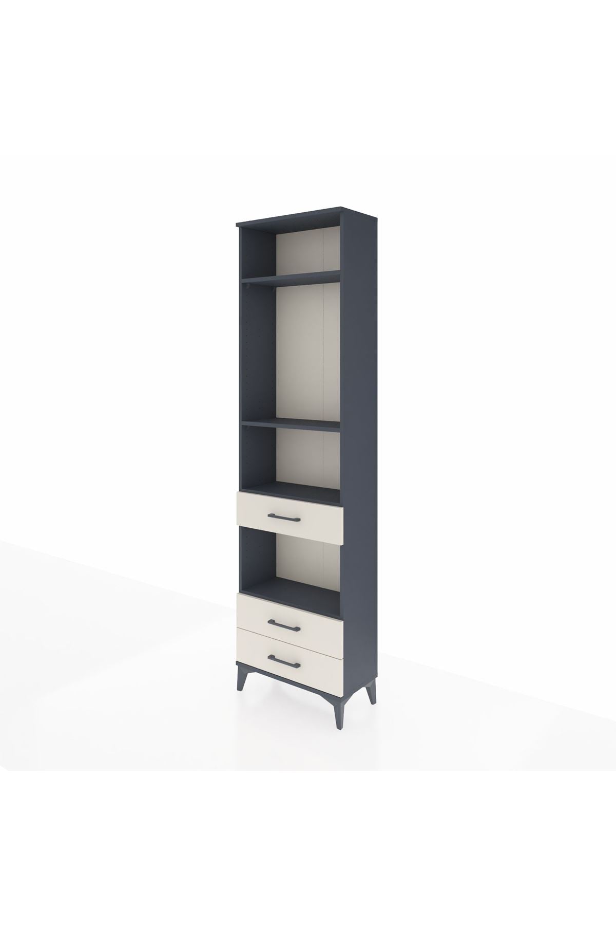 Arges Dolap 4 Raflı 3 Çekmeceli 60x30x221 Antrasit-Aytaşı