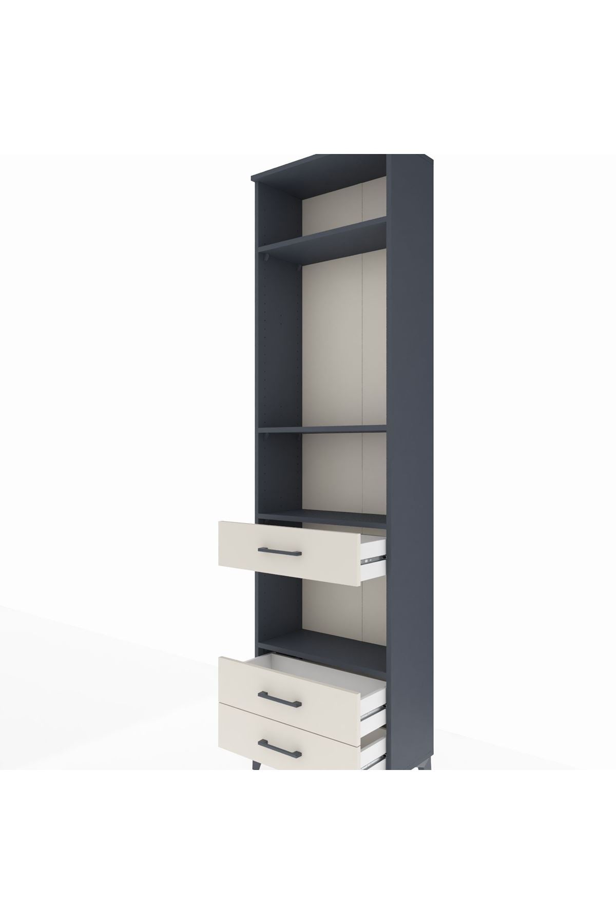 Arges Dolap 4 Raflı 3 Çekmeceli 60x30x221 Antrasit-Aytaşı