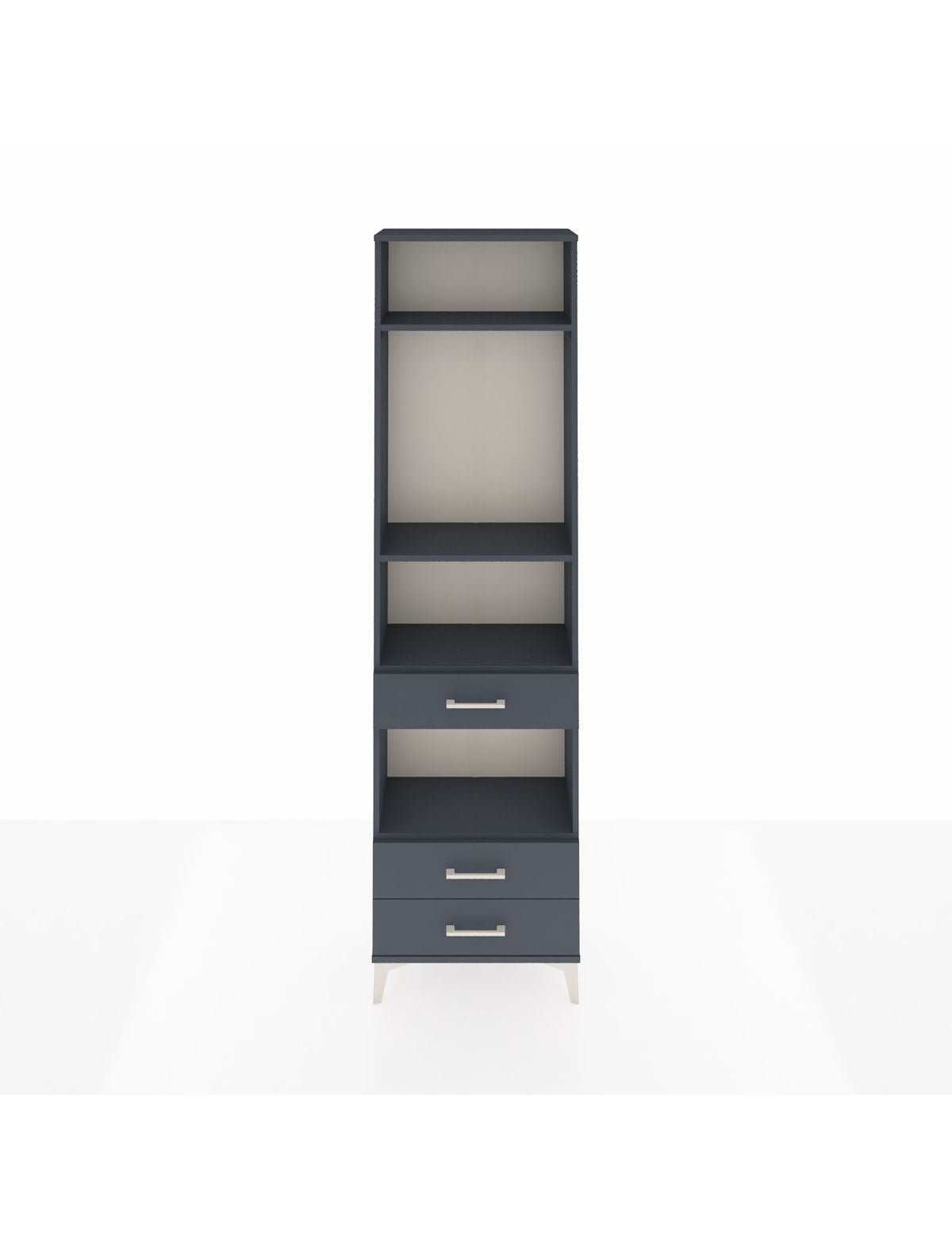 Arges Dolap 4 Raflı 3 Çekmeceli 60x30x221 Antrasit-Antrasit