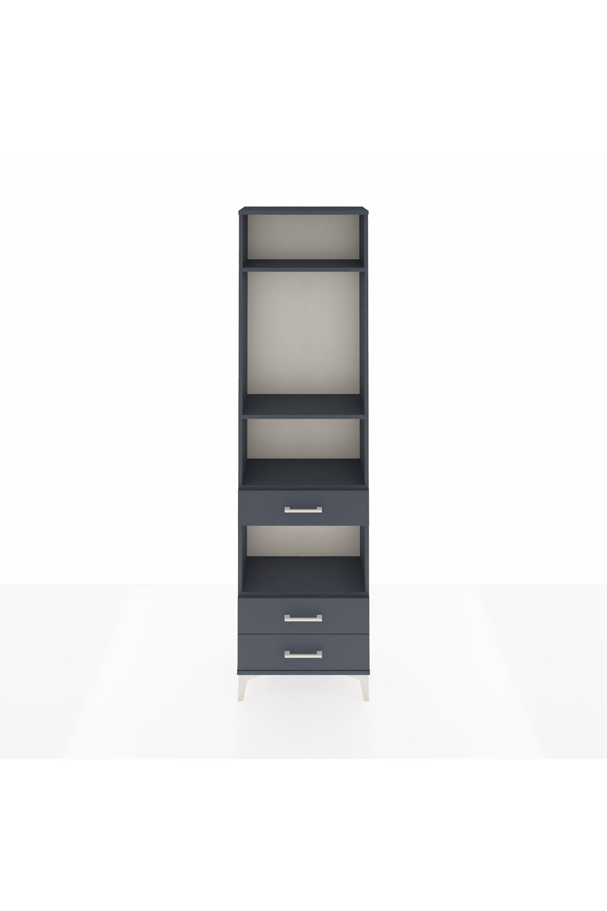 Arges Dolap 4 Raflı 3 Çekmeceli 60x30x221 Antrasit-Antrasit