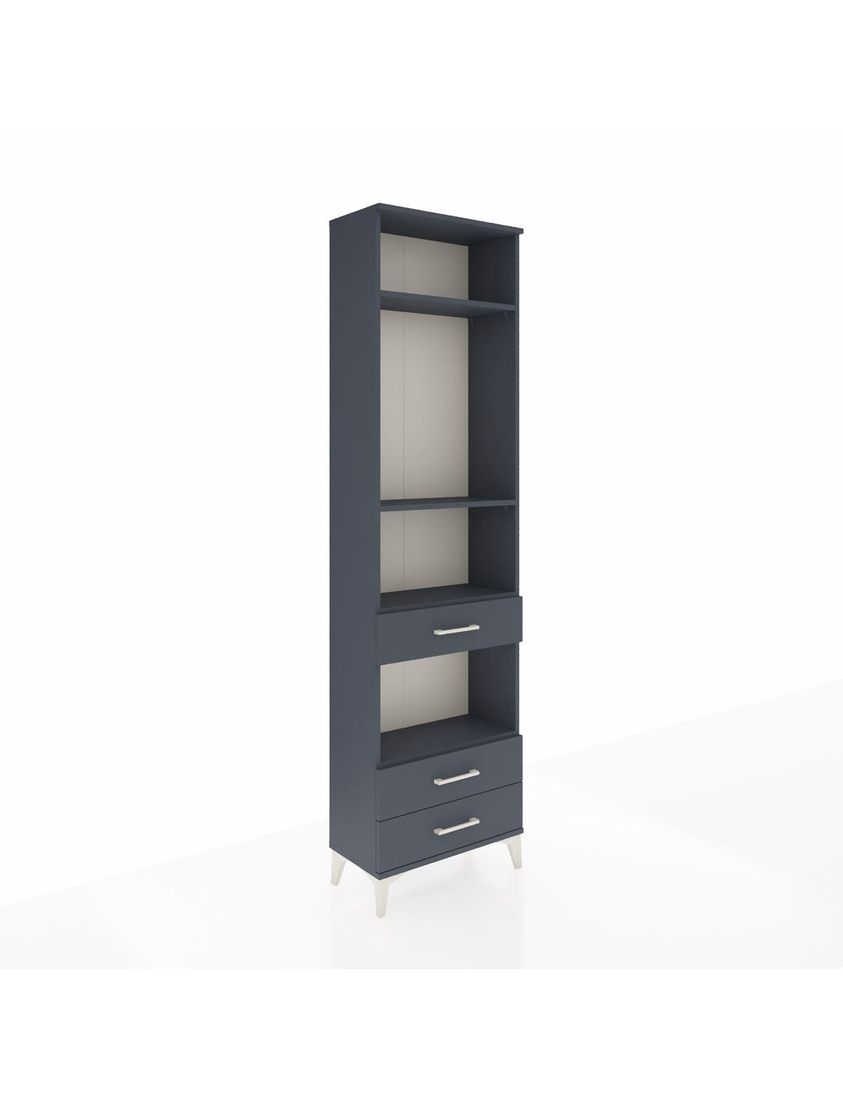 Arges Dolap 4 Raflı 3 Çekmeceli 60x30x221 Antrasit-Antrasit