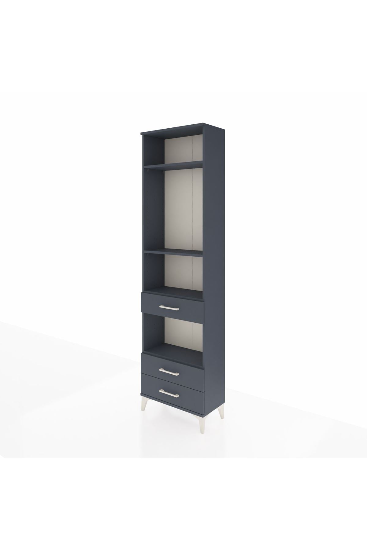 Arges Dolap 4 Raflı 3 Çekmeceli 60x30x221 Antrasit-Antrasit