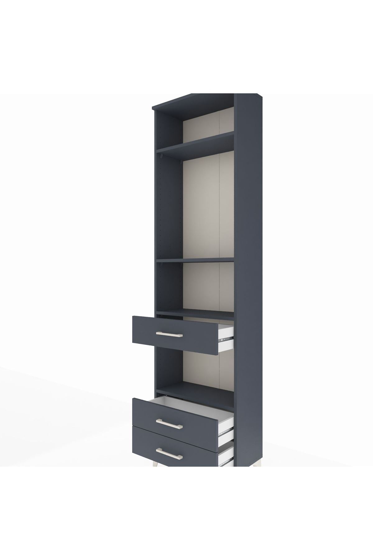 Arges Dolap 4 Raflı 3 Çekmeceli 60x30x221 Antrasit-Antrasit