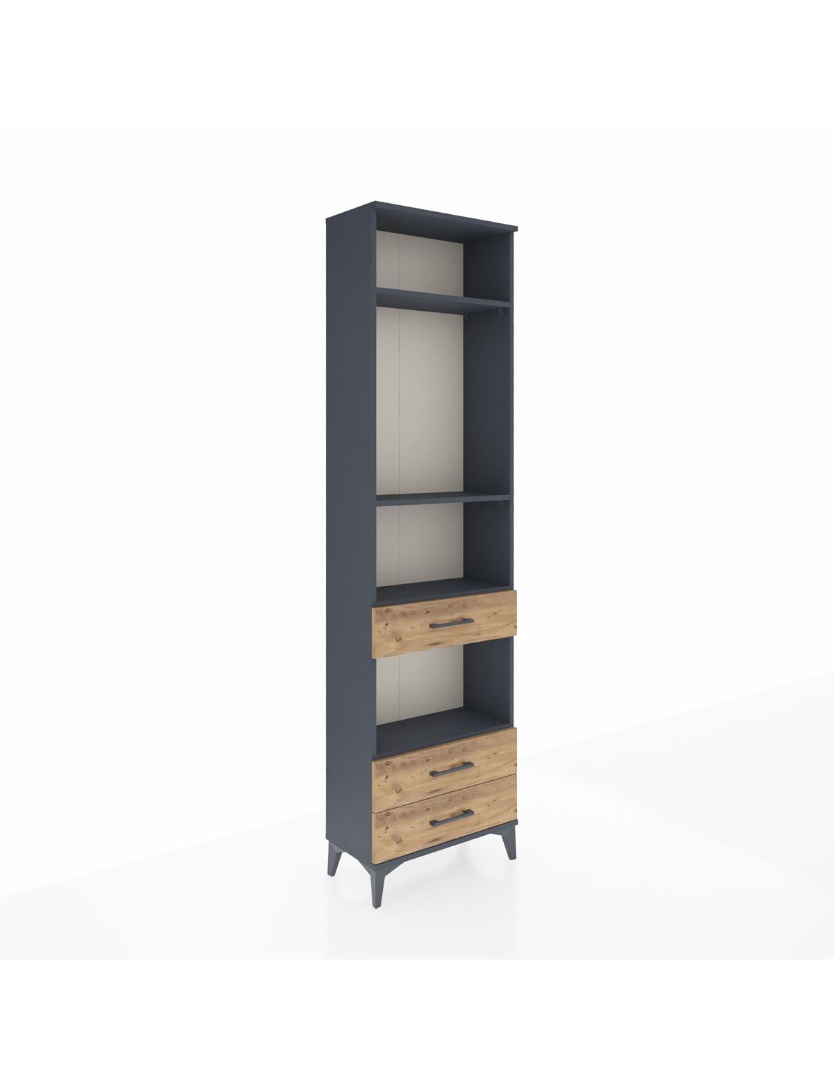 Arges Dolap 4 Raflı 3 Çekmeceli 60x30x221 Antrasit-Çam