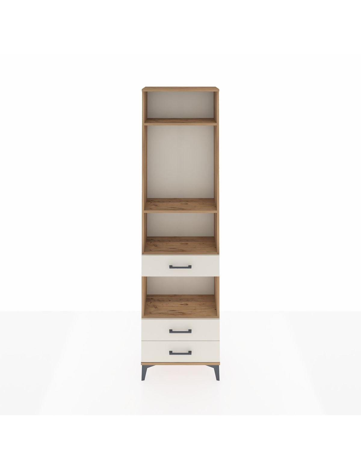 Arges Dolap 4 Raflı 3 Çekmeceli 60x30x221 Çam-Aytaşı