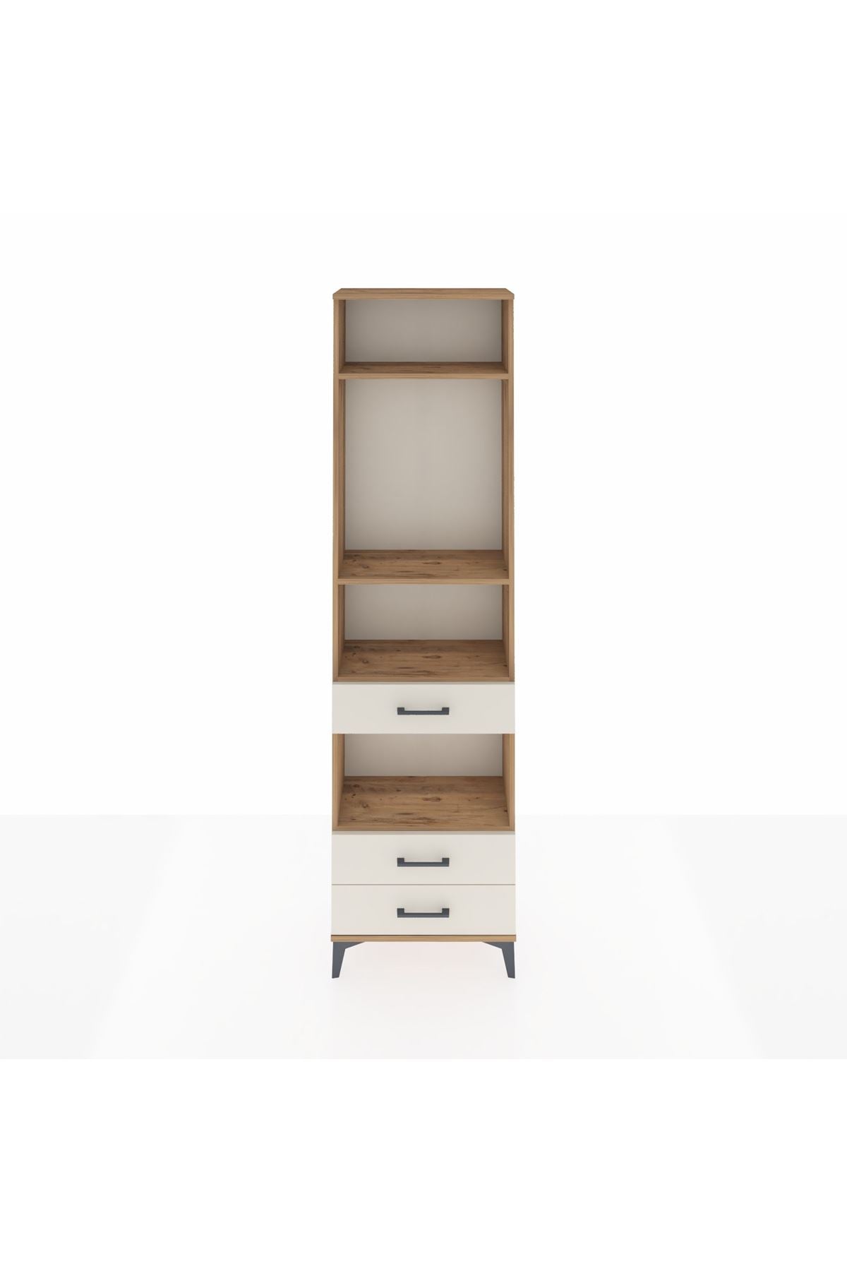 Arges Dolap 4 Raflı 3 Çekmeceli 60x30x221 Çam-Aytaşı