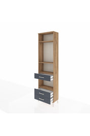 Arges Dolap 4 Raflı 3 Çekmeceli 60x30x221 Çam-Antrasit