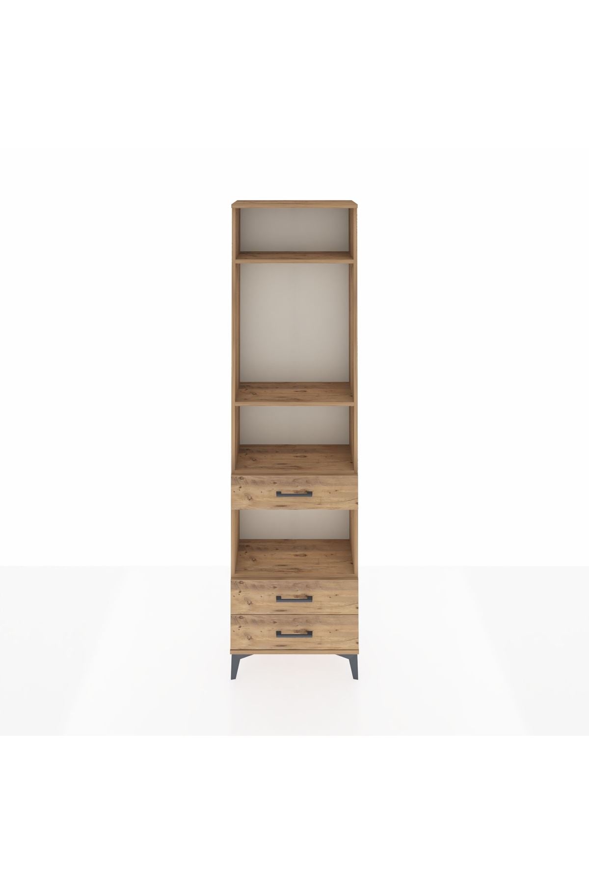 Arges Dolap 4 Raflı 3 Çekmeceli 60x30x221 Çam-Çam