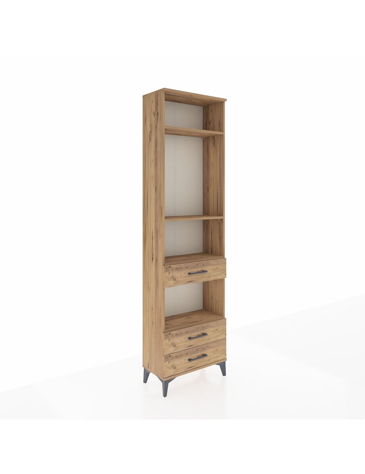 Arges Dolap 4 Raflı 3 Çekmeceli 60x30x221 Çam-Çam