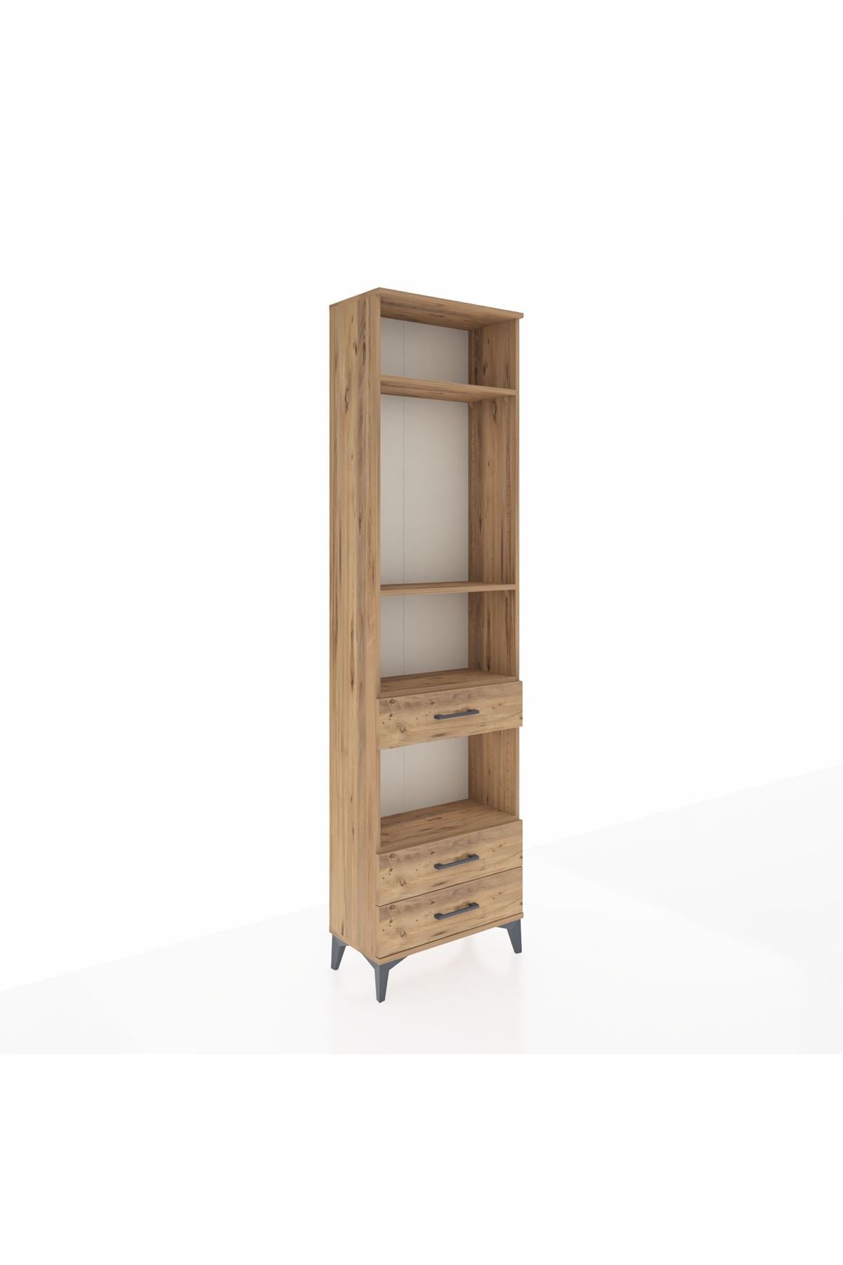 Arges Dolap 4 Raflı 3 Çekmeceli 60x30x221 Çam-Çam