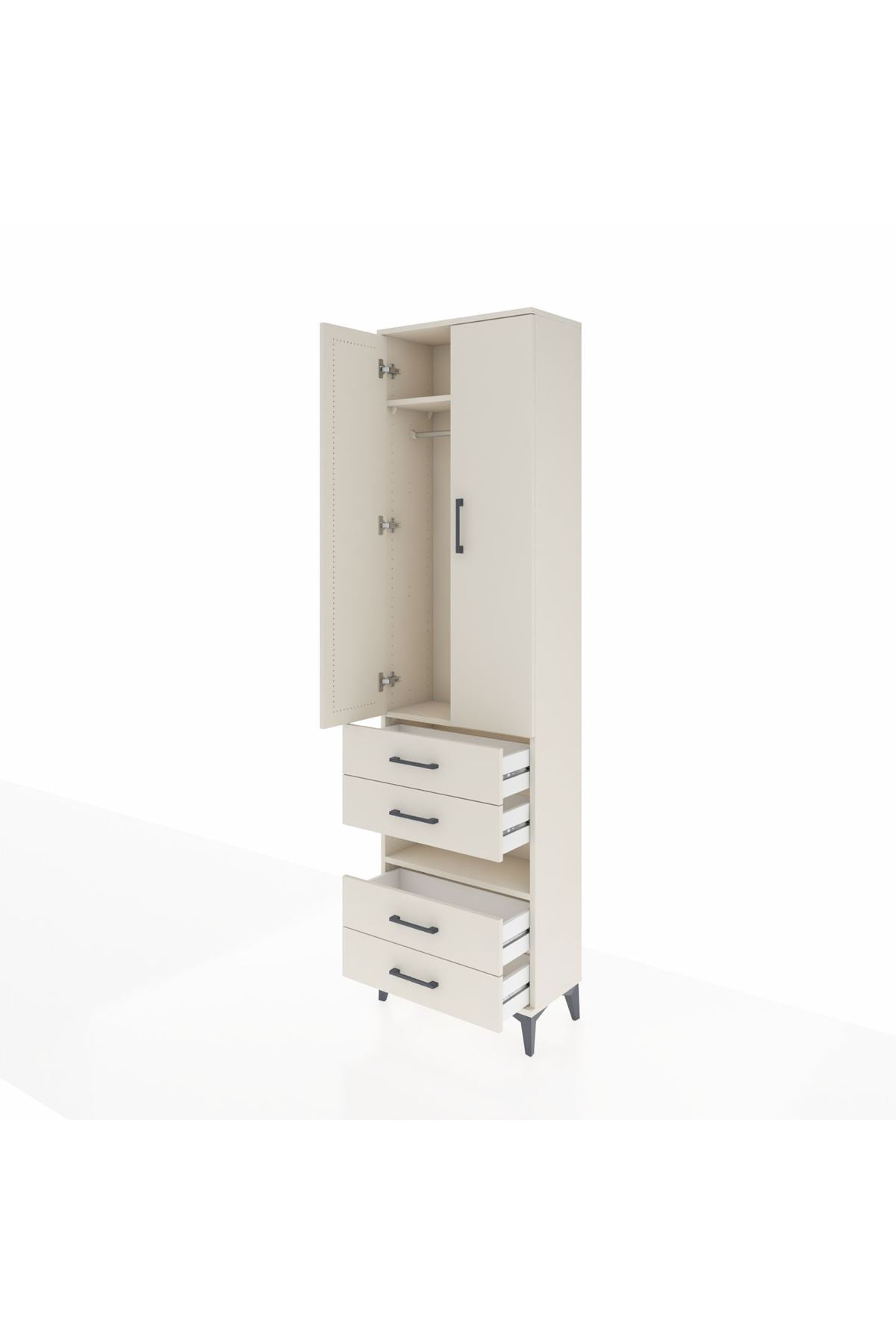 Arges Dolap 3 Raflı 4 Çekmeceli Tek Askılı 60x30x221 Aytaşı-Aytaşı