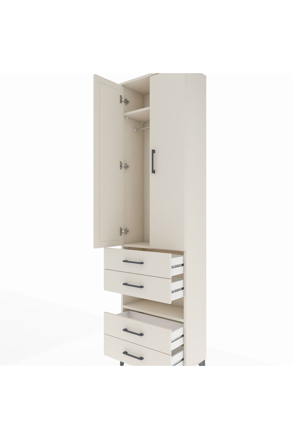 Arges Dolap 3 Raflı 4 Çekmeceli Tek Askılı 60x30x221 Aytaşı-Aytaşı