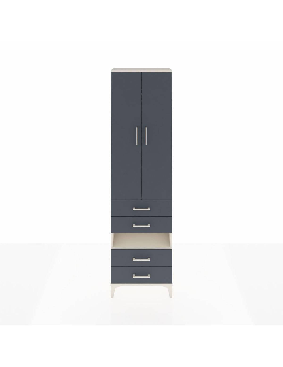 Arges Dolap 3 Raflı 4 Çekmeceli Tek Askılı 60x30x221 Aytaşı-Antrasit