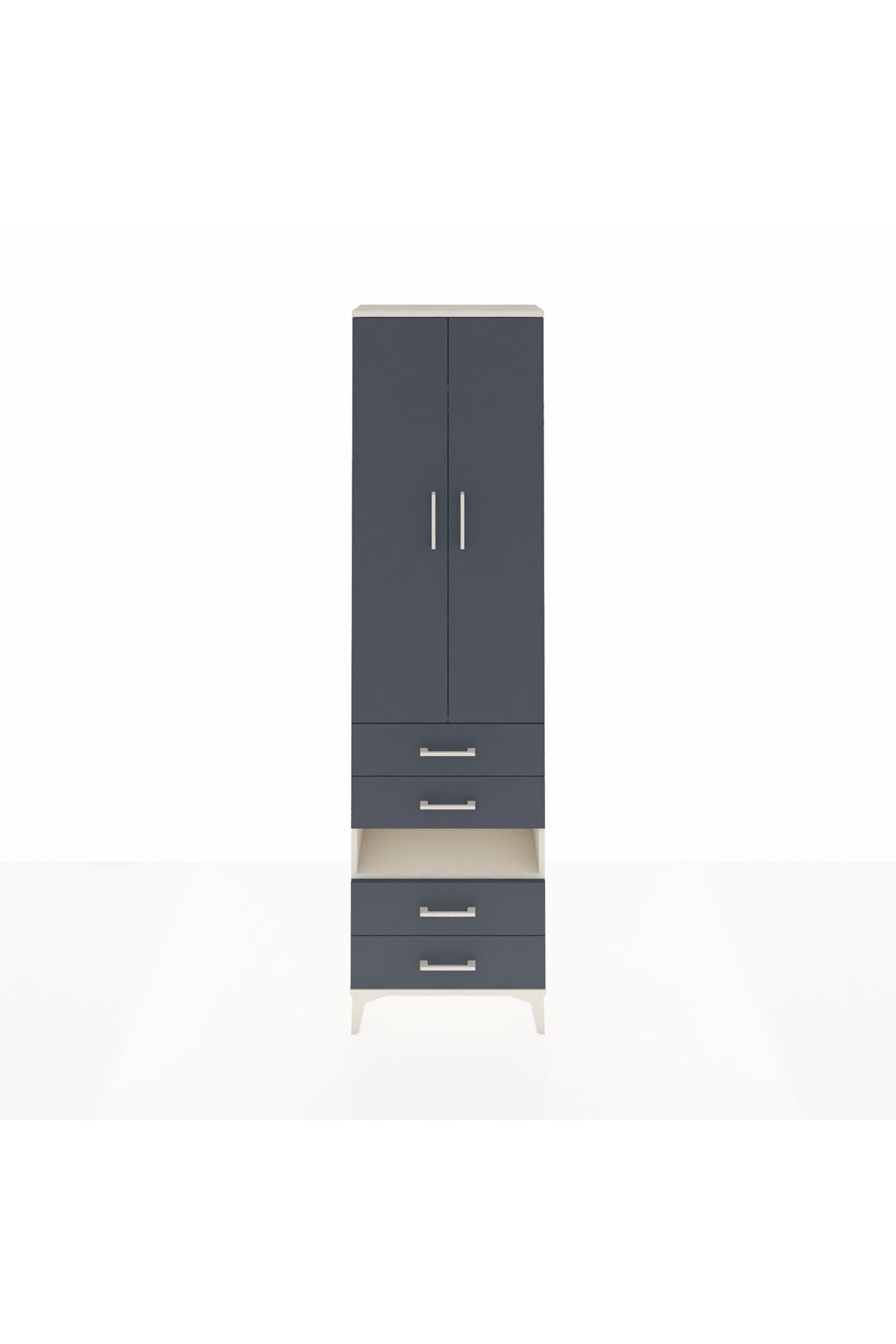 Arges Dolap 3 Raflı 4 Çekmeceli Tek Askılı 60x30x221 Aytaşı-Antrasit